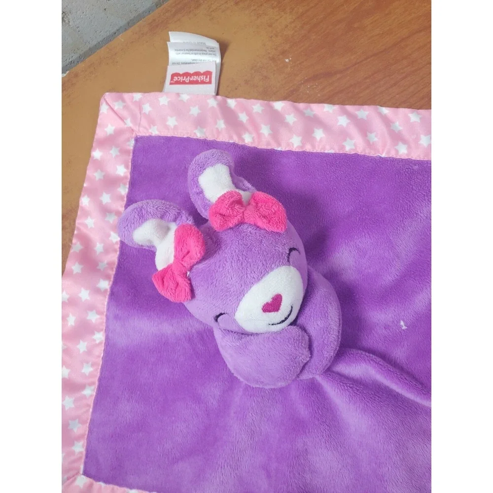 Fisher Price‎ Baby Lovey Plush Bunny Rabbit Purple Pink Stars Satin